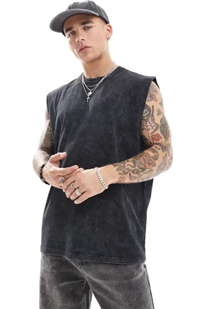 ASOS Oversized vest in heavyweight 220gsm washed black