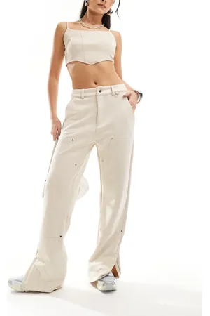 The Couture Club Suede carpenter straight leg trousers in beige