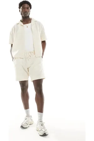 Abercrombie & Fitch Pull on relaxed fit lace shorts in cream co-ord