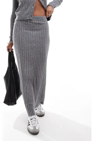 Object Rib knit maxi skirt co-ord in medium melange