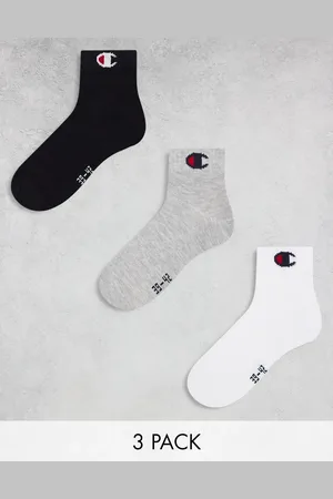 Champion 3 pack crew socks in grey white and black