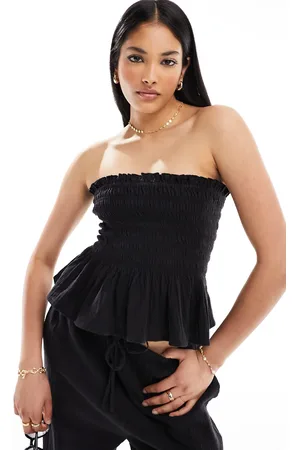 Iisla & Bird Bandeau shirred crop beach top co-ord in