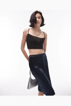 Topshop Plisse cowl cropped cami in