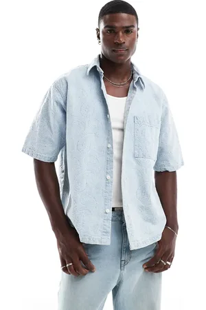 Pull&Bear Jacquard denim shirt in