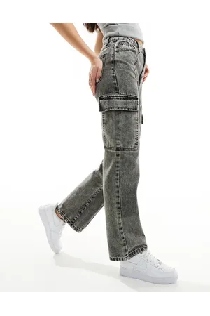 Miss Selfridge Straight leg cargo jean in wash