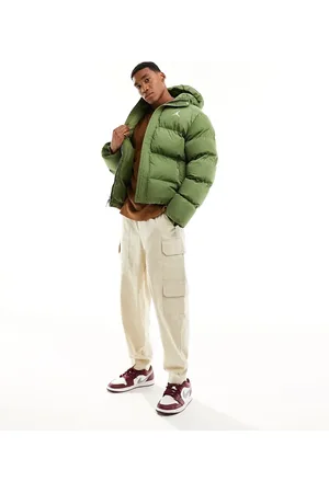Jordan Flight Essentials hooded puffer coat in olive