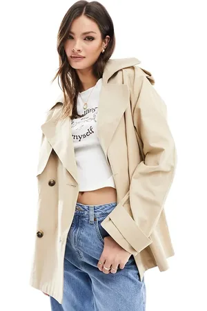 ASOS ASOS DESIGN Tall short oversized trench coat in stone