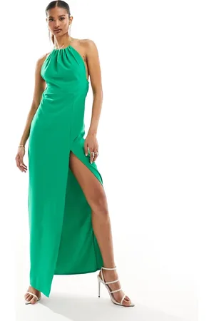 Vesper Halterneck cross back maxi dress in