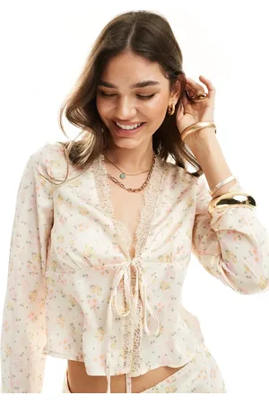 Something New Styled by Claudia Bhimra tie front blouse co-ord with lace detail in ditsy floral
