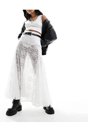 Free People Lace full boho maxi skirt in ivory