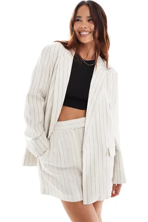 ASOS Relaxed blazer with linen in stripe