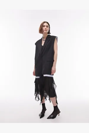 Topshop Sleeveless raw contrast blazer waistcoat in