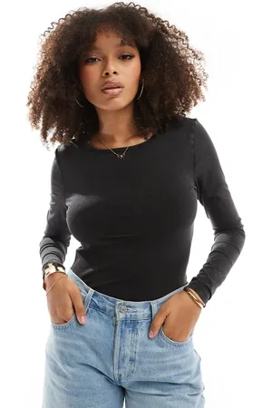 ONLY Boat neck long sleeve top in wash