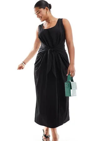 ASOS ASOS DESIGN Curve scoop neck tie front midi dress