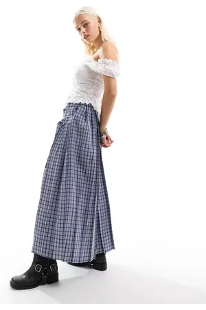 COLLUSION Maxi kilt skirt in skater check