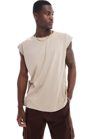 Brave Soul Oversized raw edge vest in dark stone