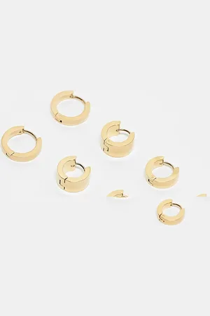 Topshop Peyton waterproof stainless steel pack of 4 hoop earrings in tone