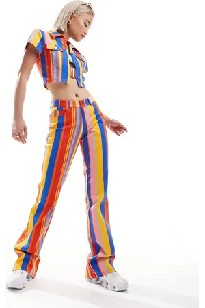 Elsie & Fred High waist flare trousers in 70s stripe co-ord
