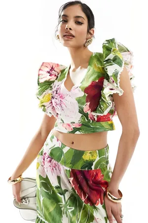 HOPE & IVY Ruffle top in floral co-ord