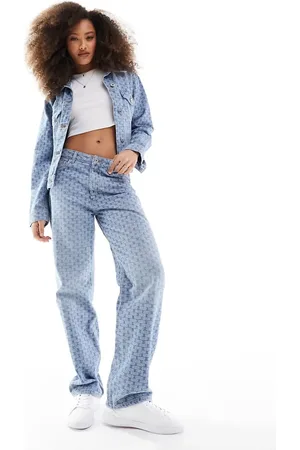 Hugo Blue Burnout wide leg jeans in mid