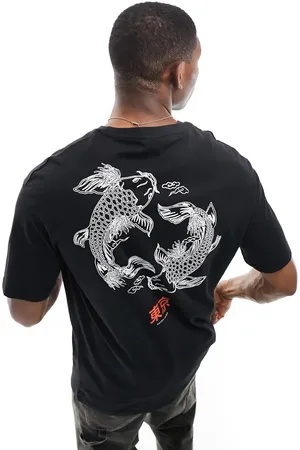 SELECTED Oversized t-shirt with koi back print in