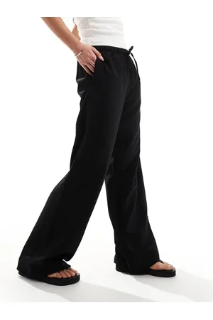 Monki Drawstring straight leg trousers in