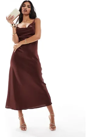 New Look Cowl neck satin midi dress in