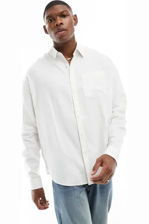 New Look Long sleeve linen blend shirt in