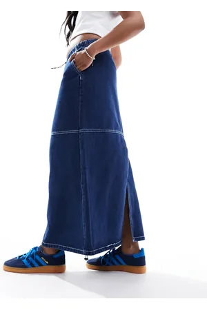VERO MODA Denim parachute maxi skirt in medium wash