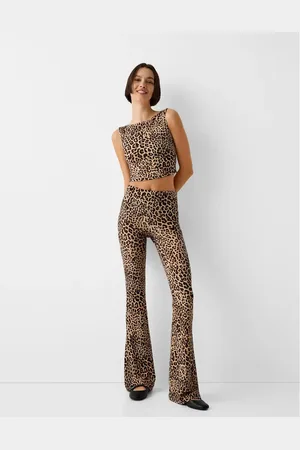 Bershka Flared trousers in leopard print