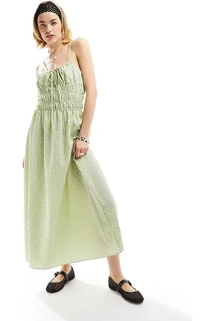 Glamorous Ruched bust cami maxi dress in check
