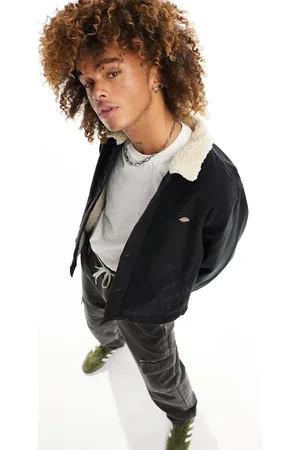 Dickies Duck canvas deck jacket in with borg collar