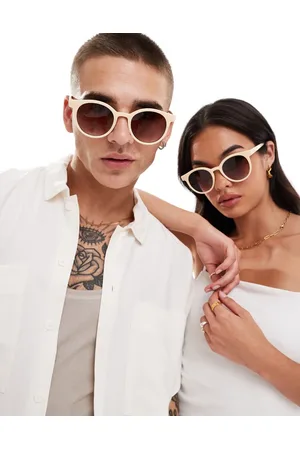 AJ Morgan Low key round sunglasses in beige