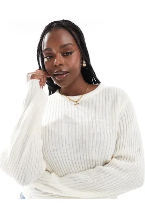 ASOS ASOS DESIGN Curve crew neck jumper in rib in cream