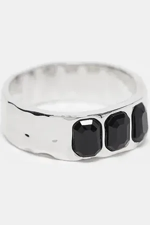 FADED FUTURE Black crystal band ring in