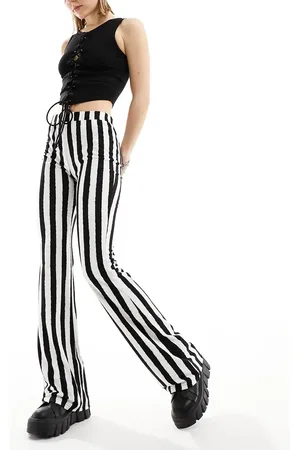 Noisy May Jersey flare trouser in stripe