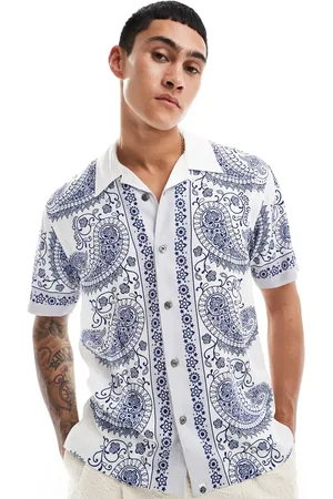 Pretty Green Placement paisley print short resort shirt in