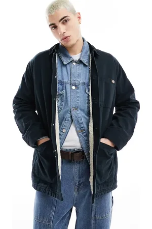 Dickies Duck canvas borg lined chore jacket in stone washed