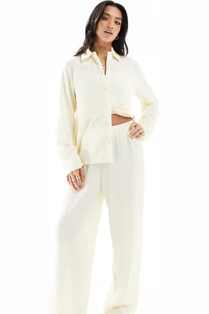 VERO MODA Textured jersey trouser co-ord in cream