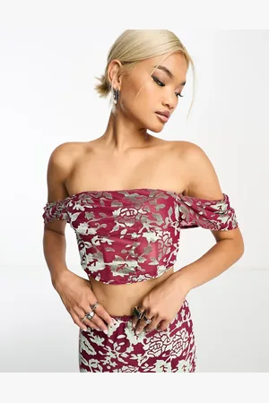 Sisters of the Tribe Velvet devore corset co-ord in rose and silver