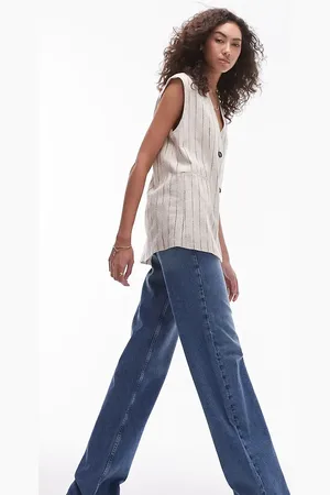 Topshop Tall Ember low rise wide leg jeans in mid