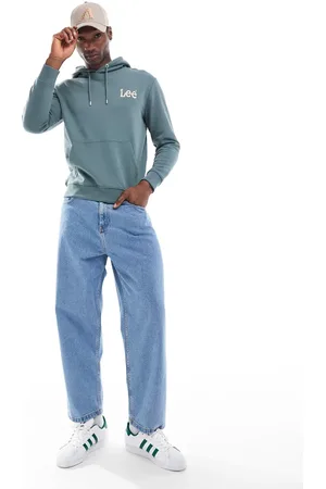 Lee Wavy embroidered logo hoodie in mid green