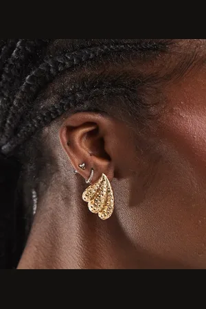 DesignB London Vintage textured stud earrings in