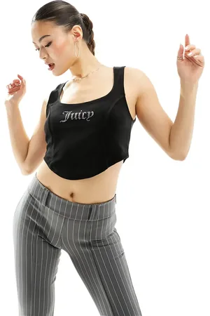 Juicy Couture Diamante logo velour corset top in