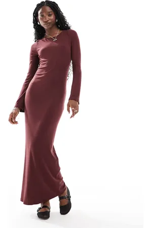 Glamorous Maxi length pointelle knit dress in with tie back