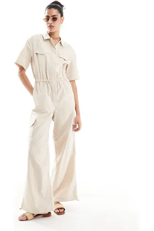 Pieces® Cargo boilersuit in stone