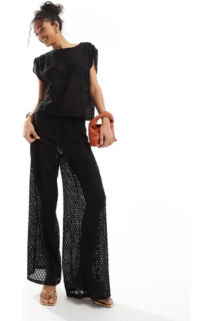 VERO MODA Pull on sheer textured trouser co-ord in
