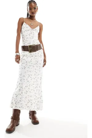 Kiss The Sky Satin slip maxi dress in lilac floral