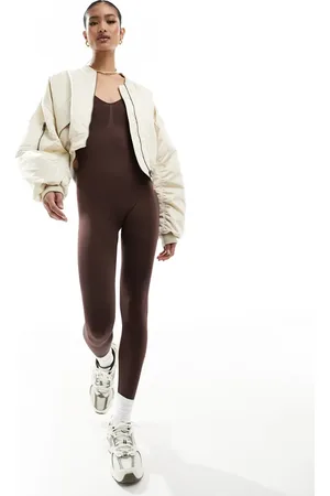 Missyempire Seamless long sleeve unitard in chocolate