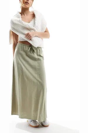 Cotton On Cotton On maxi shift skirt in sage linen